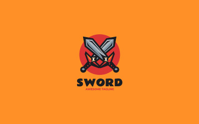 Schwert, einfache, maskottchen, logo, stil