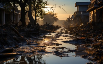 Überschwemmung, einige Häuser zerstört und Bäume umgestürzt 83