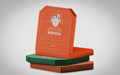 PSD мокап коробки для пиццы том 15