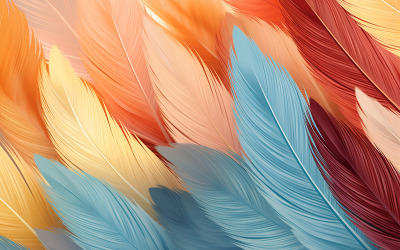Дизайн иллюстрации перьев_цветной рисунок перьев_премиальное искусство перьев