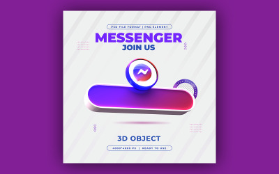 Únase a nosotros en Messenger Social Media Plantilla 3D Rander Ber
