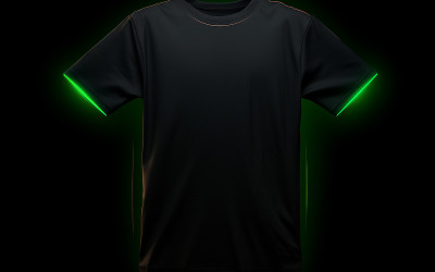 Blank t-shirt with neon light_hanging black t-shirt with neon light_black t-shirt with neon action