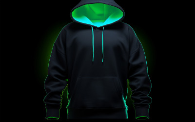 Felpa con cappuccio scura da uomo con mockup di felpa con cappuccio neon action_blank con azione neon