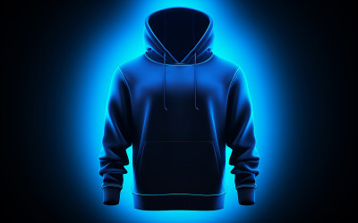 Hängande tom blå hoodie på neon action_premium blank hoodie