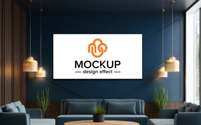 Indoor horizontal board wall mockup replace your logo or design
