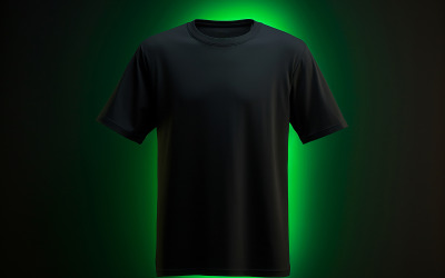 Leeres T-Shirt auf dem Neonlicht_schwarzes T-Shirt auf der Neonaktion