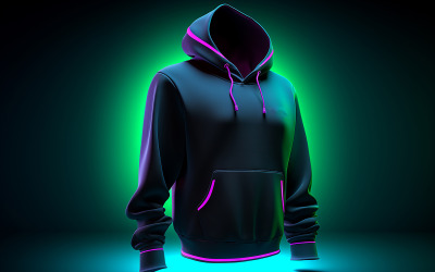 Men&#039;s black hoodie on the neon action_blank hoodie on neon action