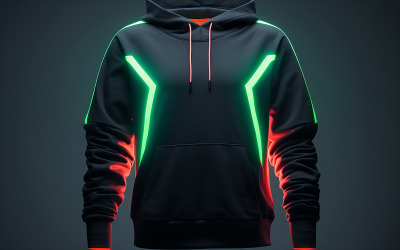 Men&#039;s black hoodie with neon action_blank hoodie with neon action