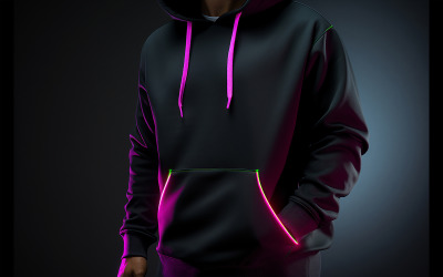 Men&#039;s black hoodie with neon action