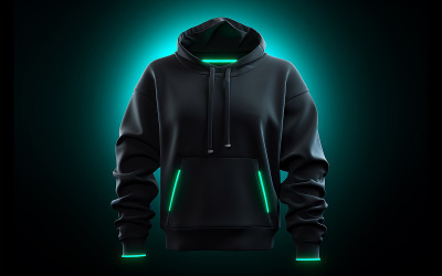 Men&#039;s blank hoodie mockup with neon action background