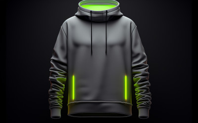 Men&#039;s blank hoodie mockup with neon action_hanging blank hoodie on the neon effect_premium blank