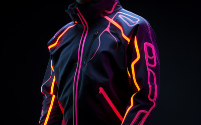 Men&#039;s blank jacket_premium blank jacket_men&#039;s blank jacket mockup with neon action
