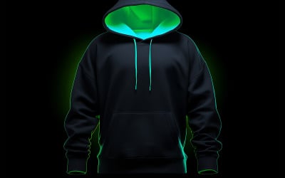 Men&#039;s dark hoodie with neon action_blank hoodie mockup with neon action