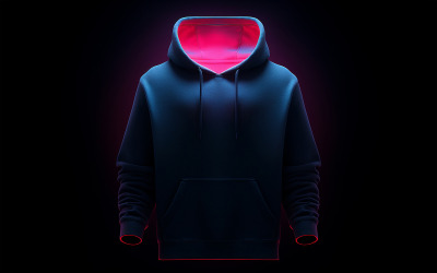 Mockup con cappuccio bianco scuro con azione al neon