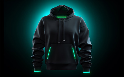 Mockup di felpa con cappuccio vuota da uomo con sfondo di azione al neon