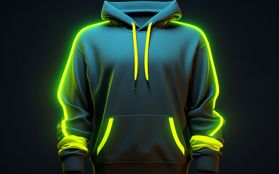 Schwarzer Herren-Kapuzenpullover mit Neon-Action_blank Neon-Action-Kapuzenpullover