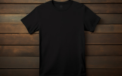 Schwarzes T-Shirt aufhängen_leeres T-Shirt an die Wand hängen_leeres T-Shirt-Modell für Männer