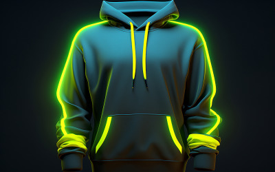 Svart hoodie för män med neon action_blank neon action hoodie