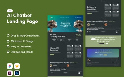 Aiva - Целевая страница чат-бота с искусственным интеллектом, версия 2