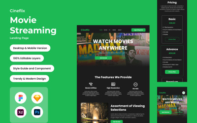 Cineflix - Landingpage V für Film-Streaming