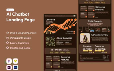 Conversa — целевая страница чат-бота с искусственным интеллектом, версия 1
