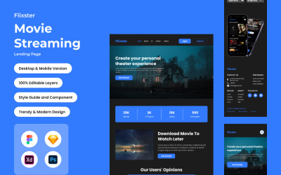 Flixster - Целевая страница потокового кино V1