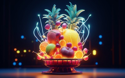 Fruits with neon action_fruits manipulation_fruits manipulation with neon action