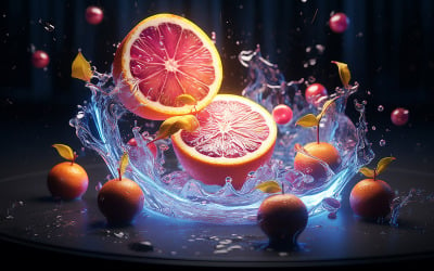 Frukter med neon action_fruits manipulation_citron frukter manipulation med neon action