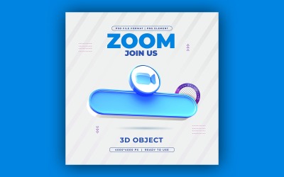 Join Us On Zoom Social Media 3D Rander Ber Template