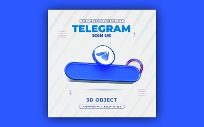 Junte-se a nós no modelo 3D Rander Ber de mídia social do Telegram