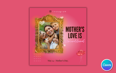Plantilla de redes sociales del Día de la Madre 09 - Editable en Canva