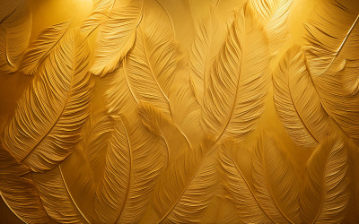 Premium feathers pattern background_yellow feathers art on the wall_yellow feather background