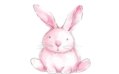 Handgetekende aquarelstijl Happy Easter Bunny 26
