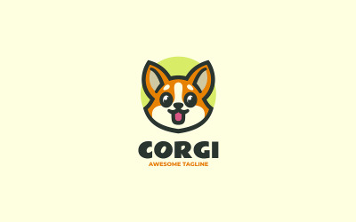 Logo kreskówki maskotka psa Corgi