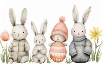 Renkli Paskalya Yumurtaları ile Suluboya Paskalya Tavşanları 45