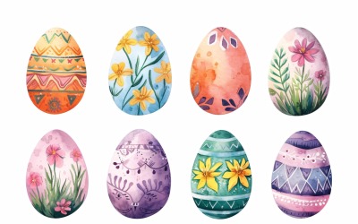 Barevné akvarelové dekorativní velikonoční vajíčko 116