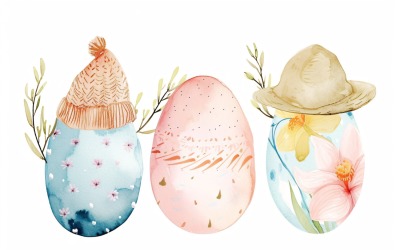 Dekorativní vajíčka s kloboukem na očích poblíž obřího velikonočního vajíčka 111