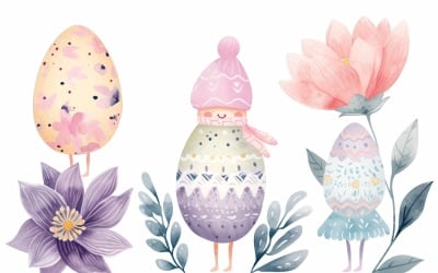 Dev Paskalya Yumurtasının Yanında Gözlerinde Şapka Olan Dekoratif Yumurtalar 104