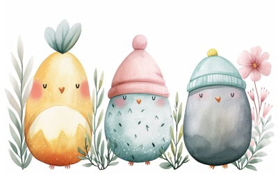 Dev Paskalya Yumurtasının Yanında Gözlerinde Şapka Olan Dekoratif Yumurtalar 127