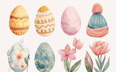 Huevos decorativos con un sombrero en los ojos cerca del huevo de Pascua gigante 109