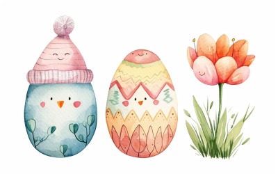 Uova decorative con un cappello sugli occhi vicino all&amp;#39;uovo di Pasqua gigante 126