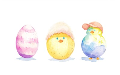 Huevos decorativos con un sombrero en los ojos cerca del huevo de Pascua gigante 157