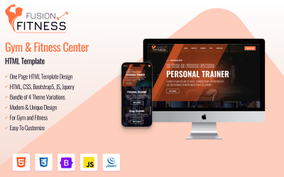 Fitness de fusión | Plantilla de sitio web HTML responsivo Bootstrap de una página para gimnasio y fitness