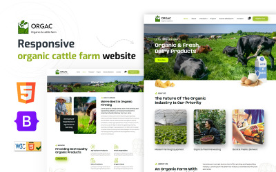 Orga - Biologische landbouw en veeteelt, HTML5-sjabloon voor de landbouw van zuivelproducten