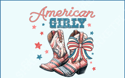American Girly PNG, 4th of July Coquette, Retro America Designs, Western &amp;amp; Cowboy Styles