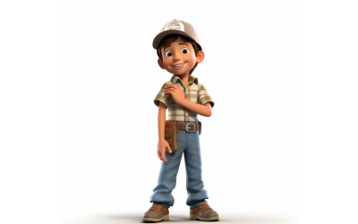 D Персонаж Ребенок Мальчик Инженер с соответствующей средой 1