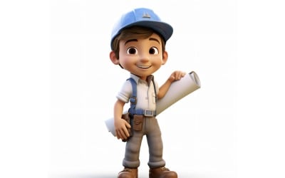 D Character Child Boy Engineer with relevant environment 4