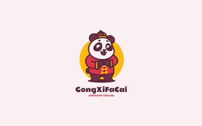 Gong Xi Fa Cai Panda Maskot Kreslené Logo