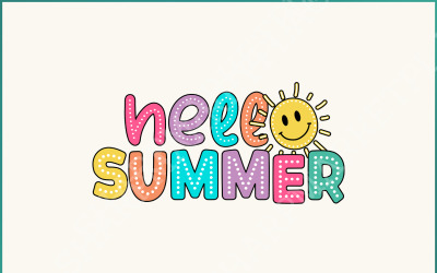 Hallo zomer PNG, Dalmatische stippen Retro Vibes, zomerontwerpen, digitale download doodle graphics