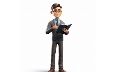 3D-karaktär Barn Pojke Lärare med relevant miljö 3